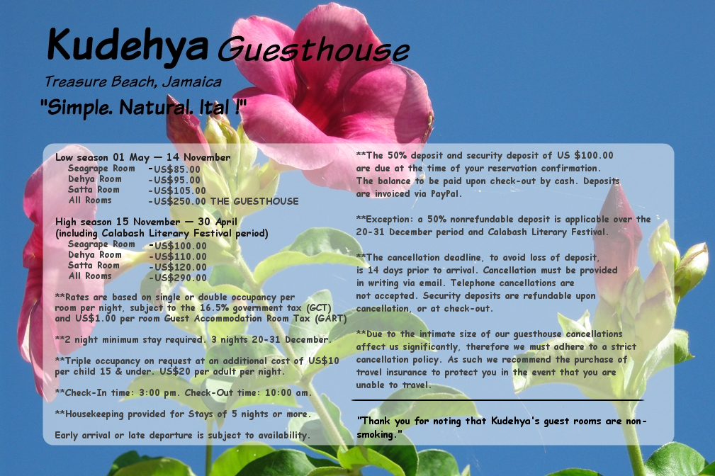 Kudehya Guesthouse Rates and Terms